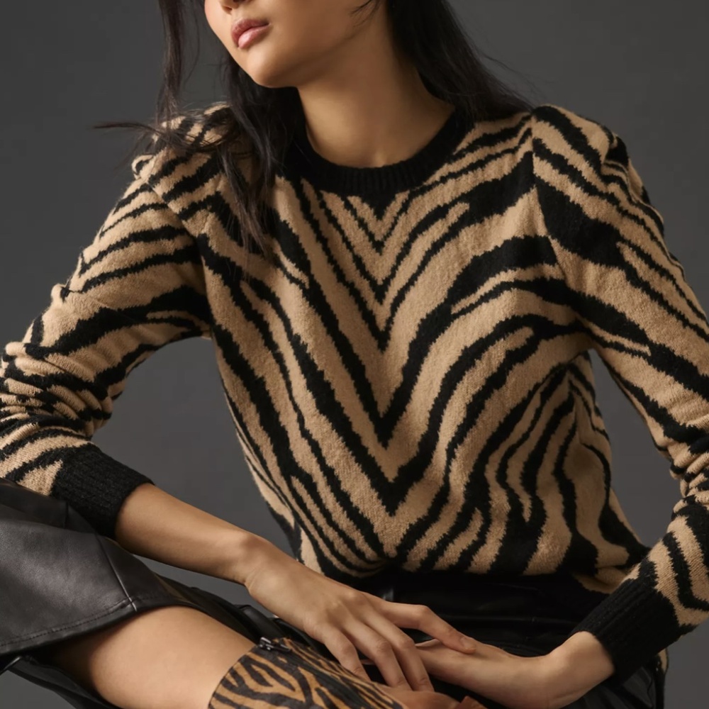 Anthropologie Bishop + Young Animal-Print Sweater